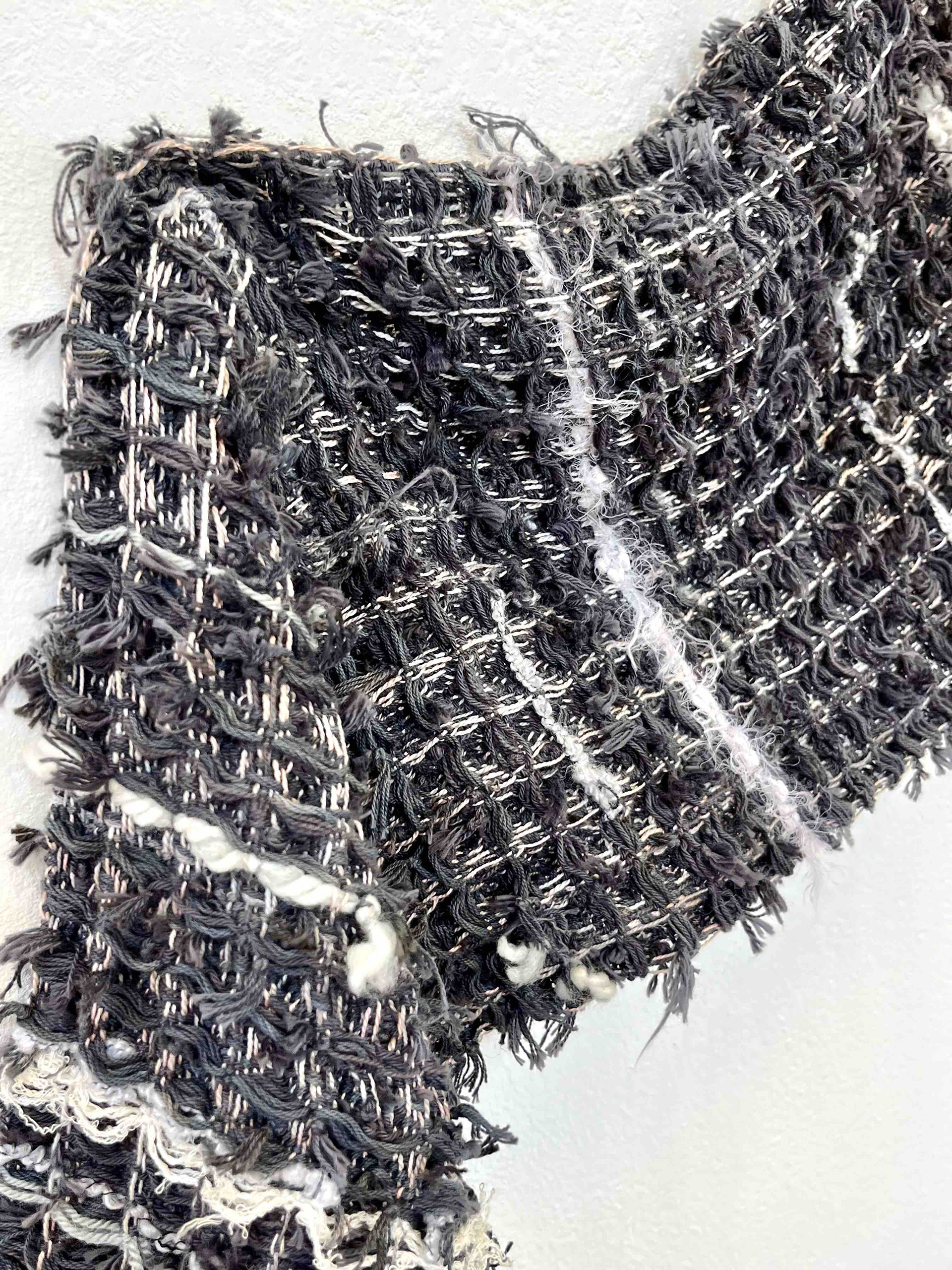 Knotty Waffle '22 Detail, 2022, cotton and acrylic thumbs, 10" x 78"