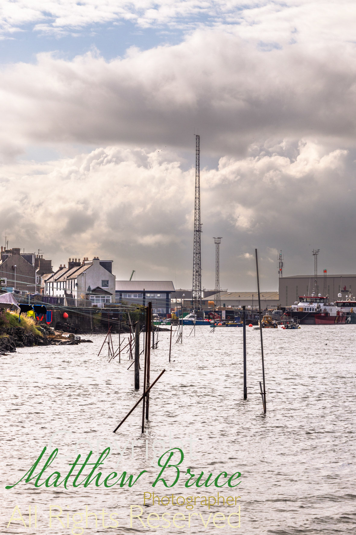 Clothes lines at high tide - Ferryden, Scotland