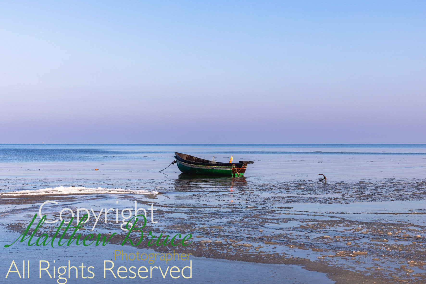 Boat marooned in the frozen Baltic Sea