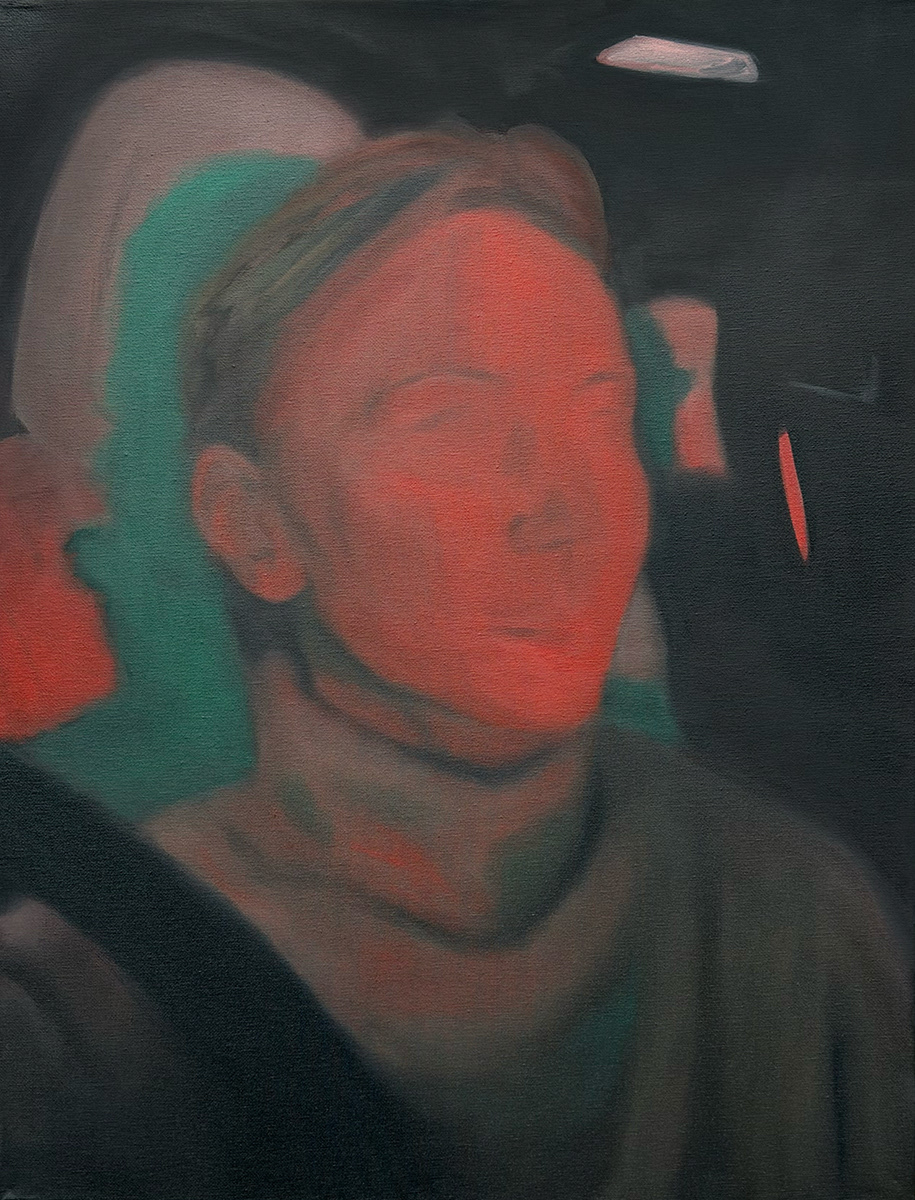 In transit, 2026, oil on canvas, 18 x 24 in