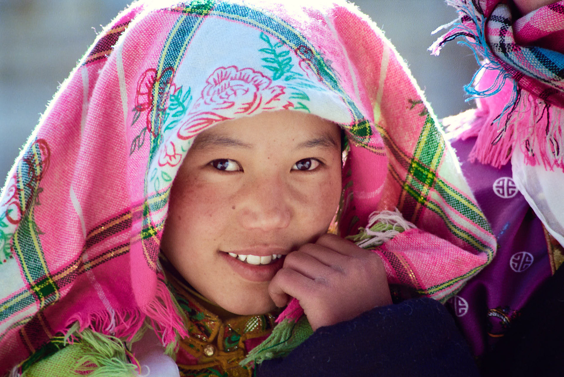 Tibet Samye Monastery - Girl visiting the monastery with her parents.