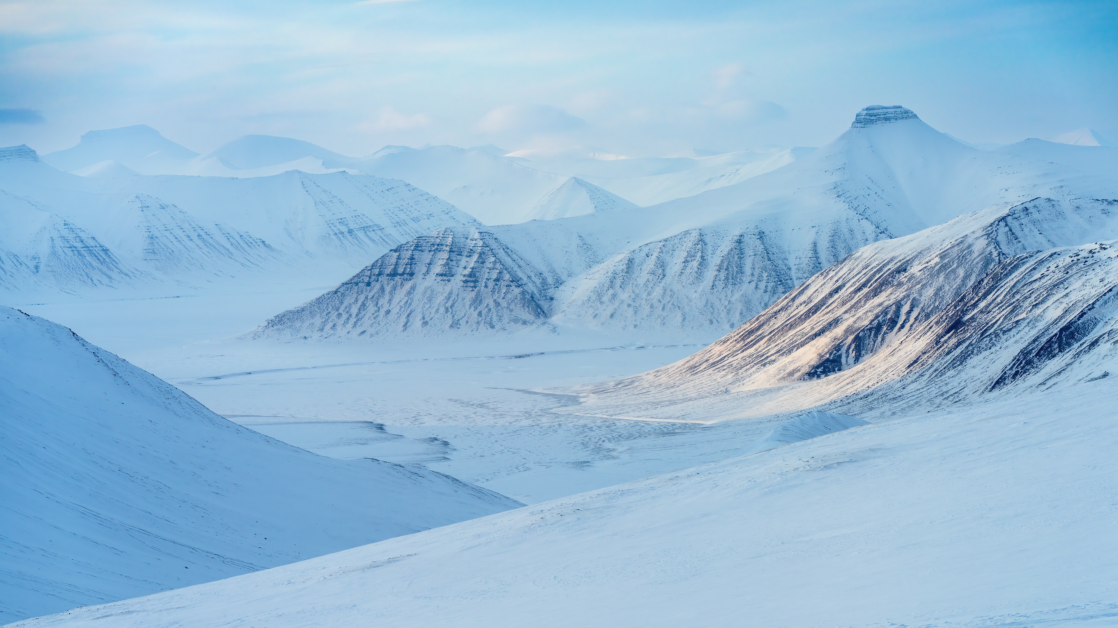Dickson Fjord, Svalbard in winter twilight