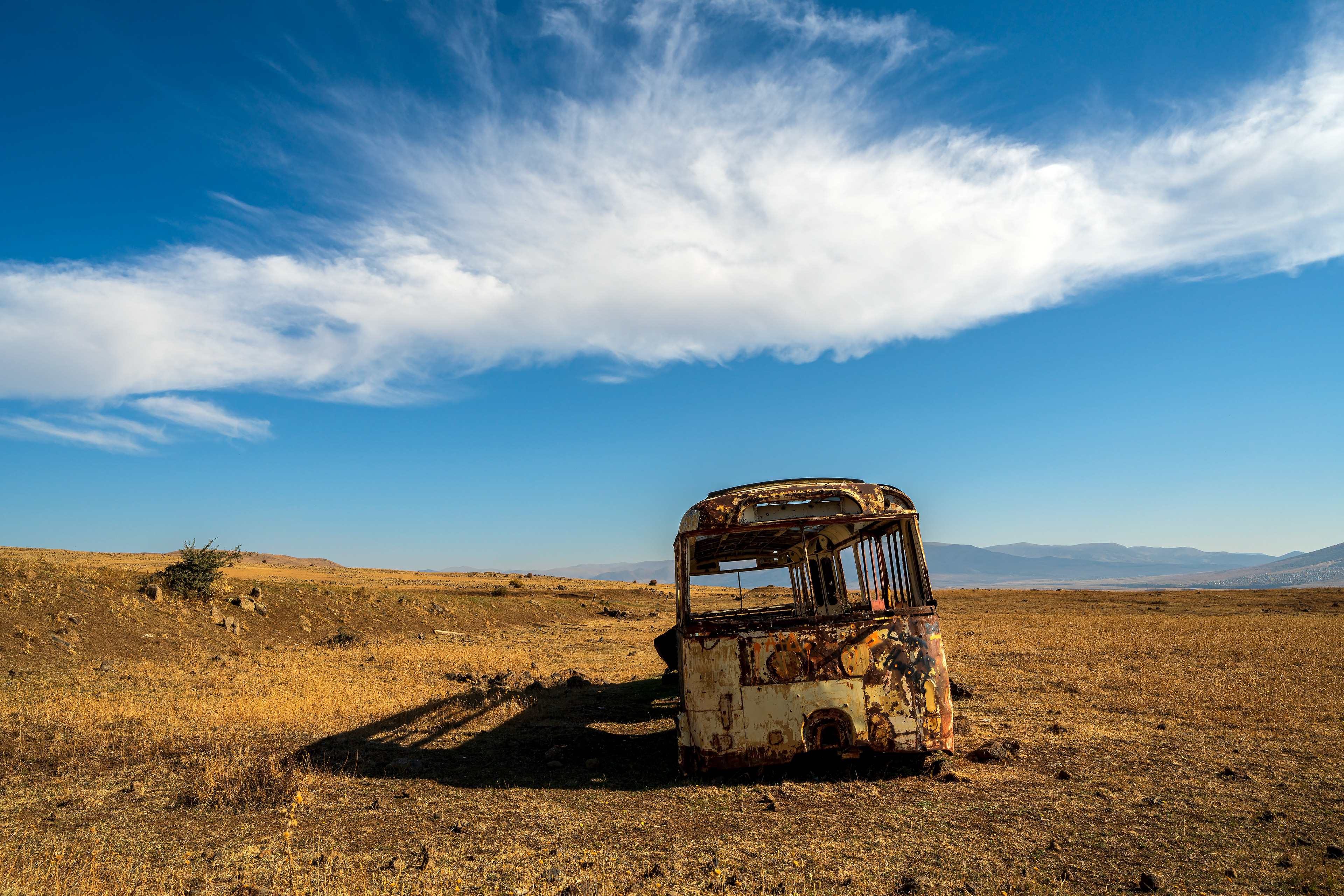 Local bus at its last stop in Armenia