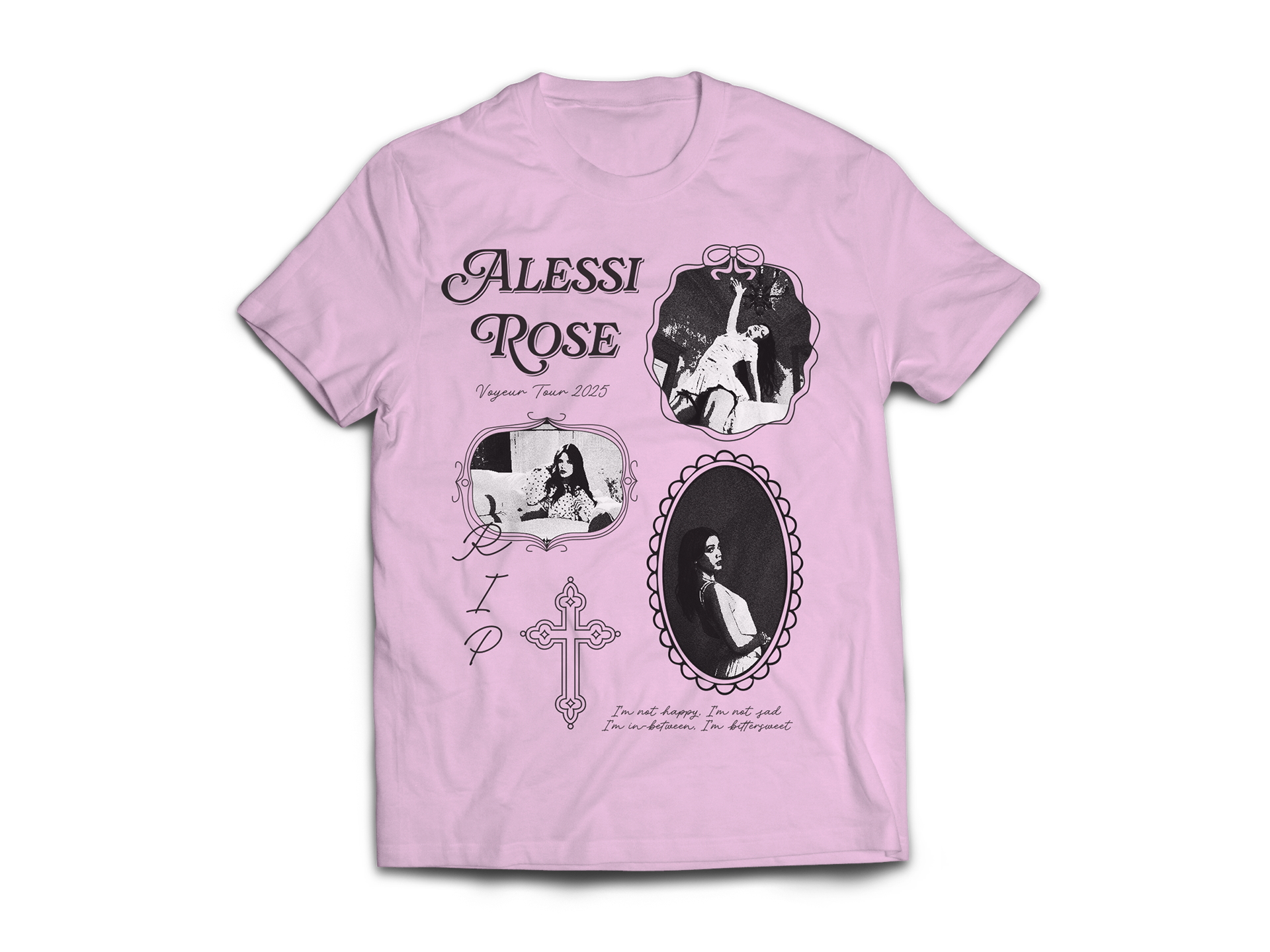 Concept merch for the Alessi Rose Voyeur Tour.