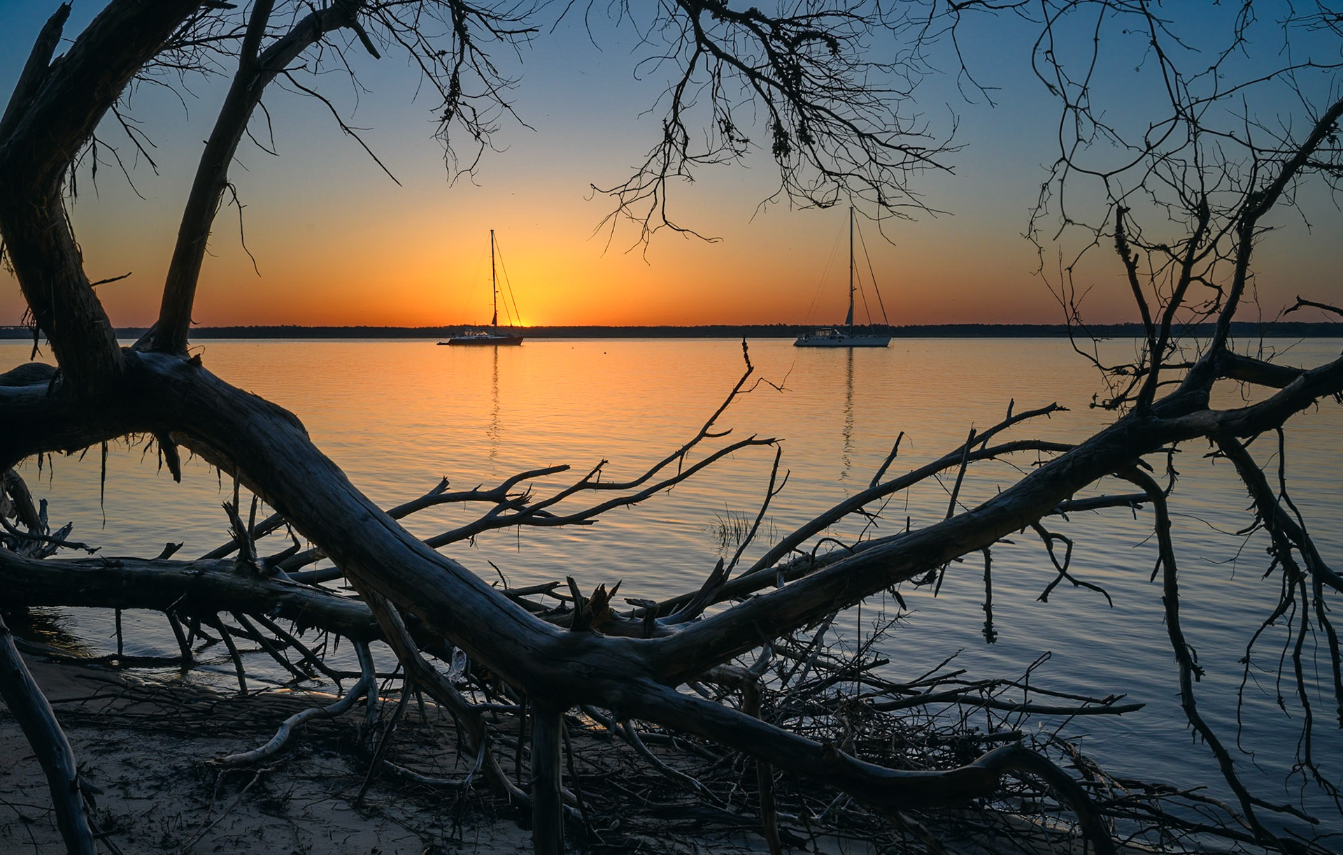 Sailboat sunrise on the Winyah Bay