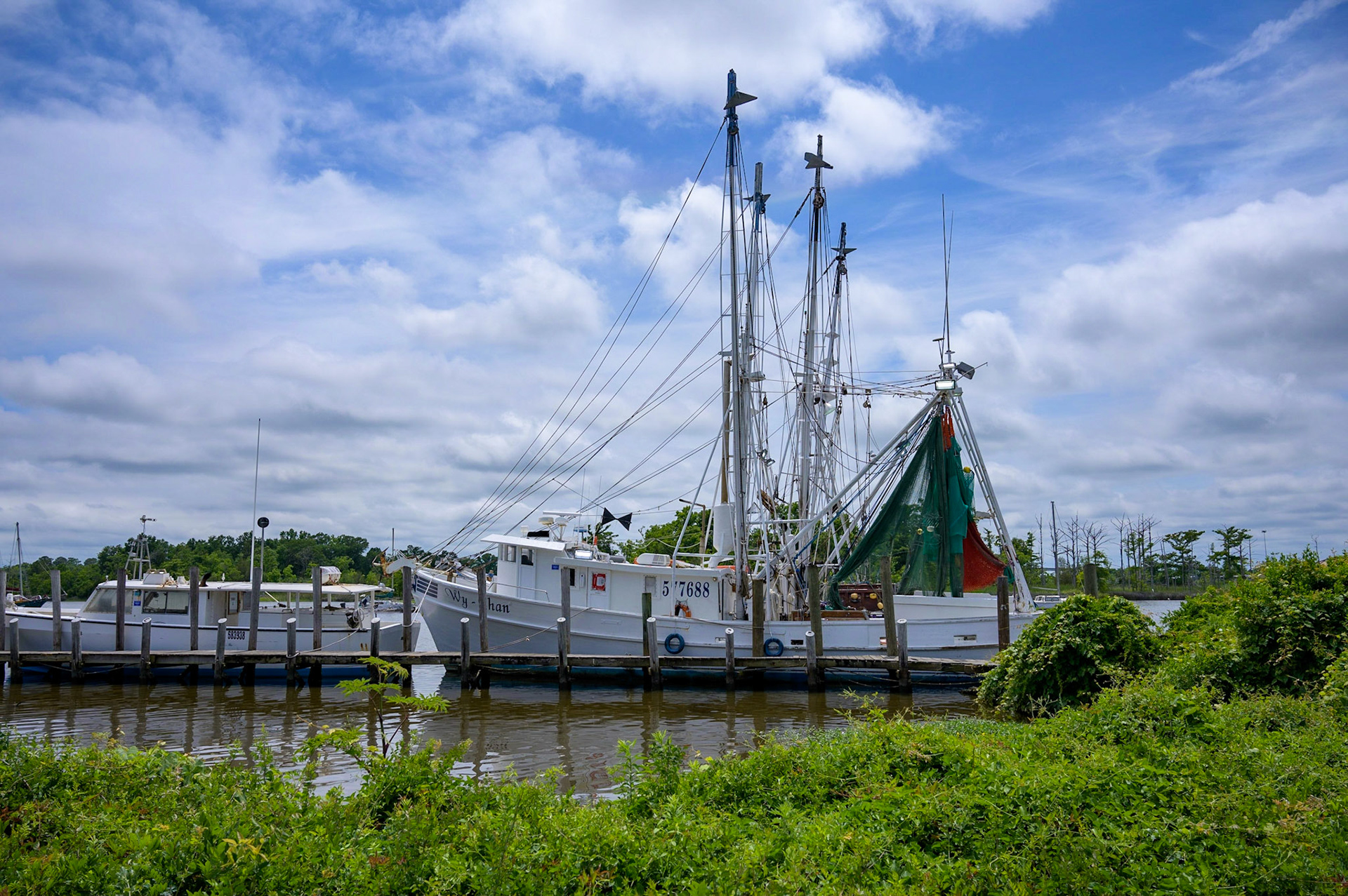Commercial boats docked at Independent Seafood