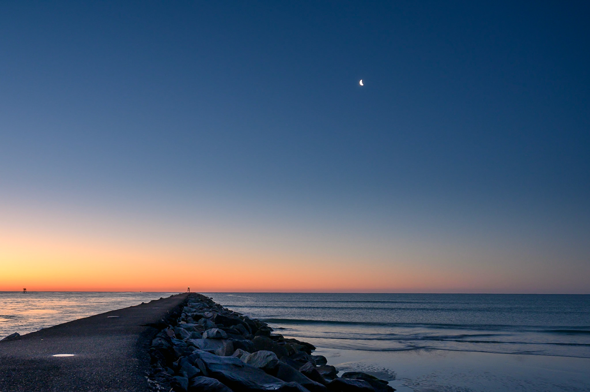 Dawn breaking at the Murrells Inlet jettys