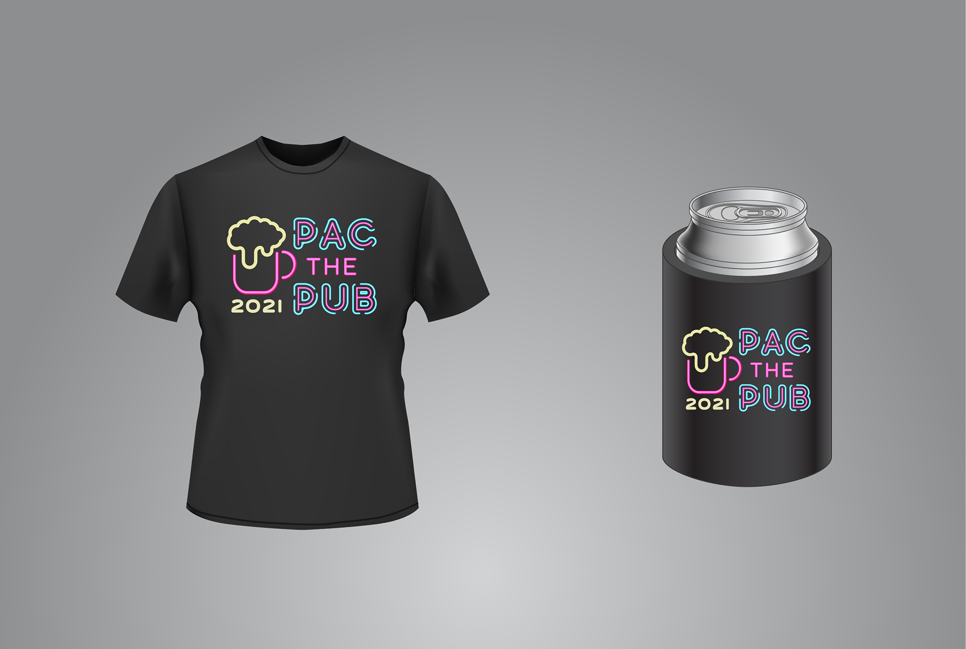 PAC the PUB T-Shirt and Koozie Mockup