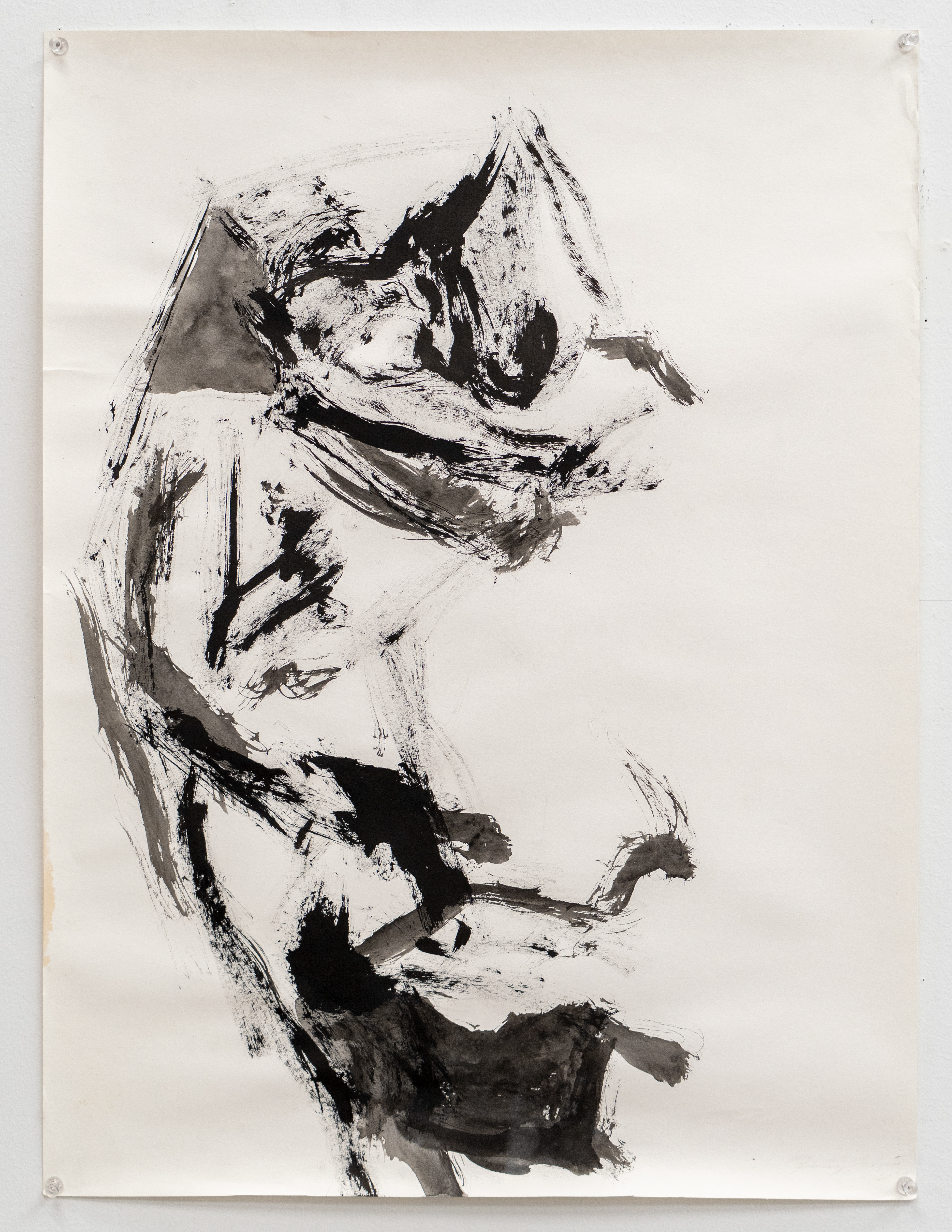 Juan Roa Sierra el 9 de abril II, 2024. 61x45.72cm (24x18in,) Sumi ink on paper.