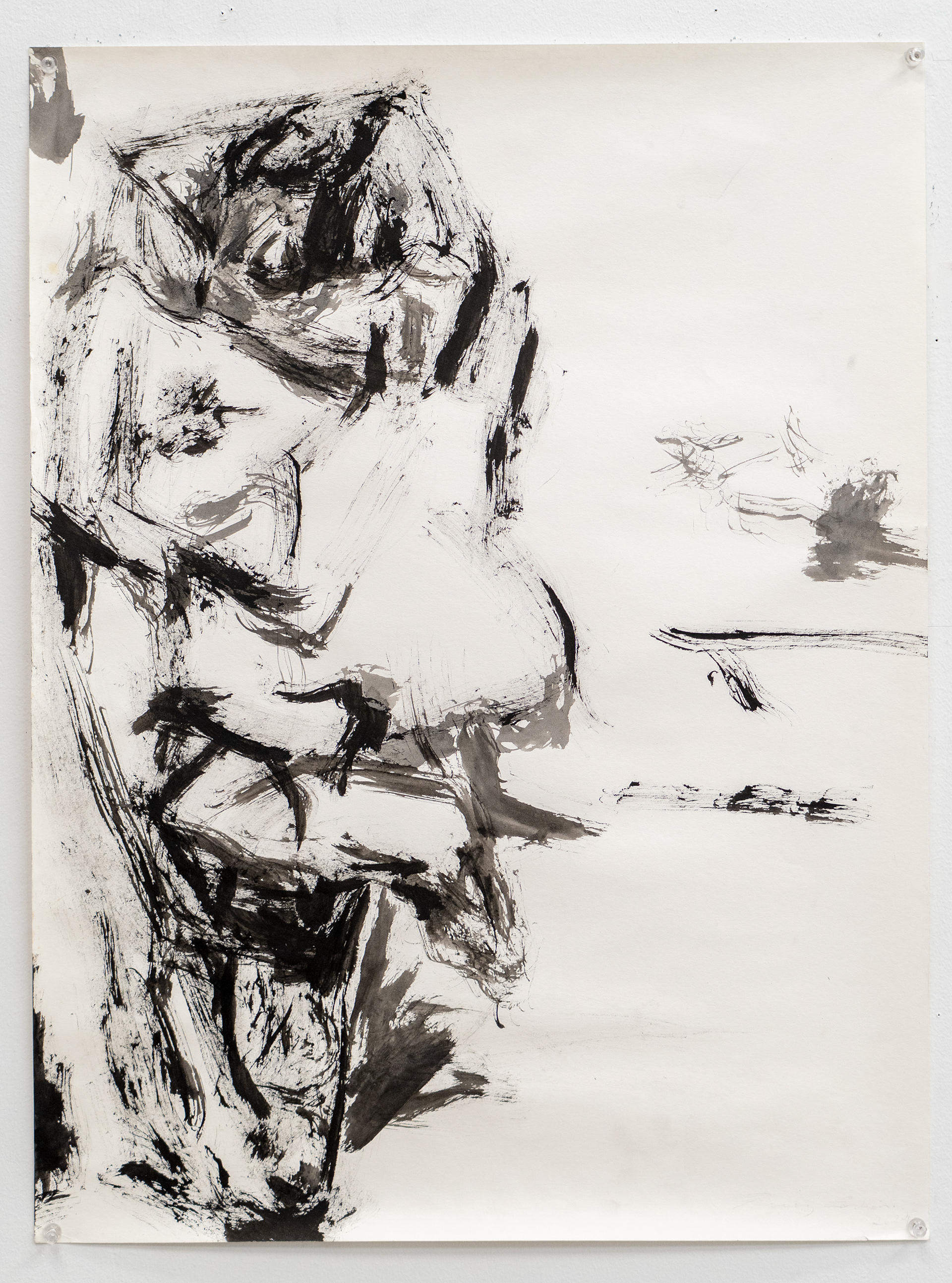 Juan Roa Sierra el 9 de abril III, 2024. 61x45.72cm (24x18in,) Sumi ink on paper.
