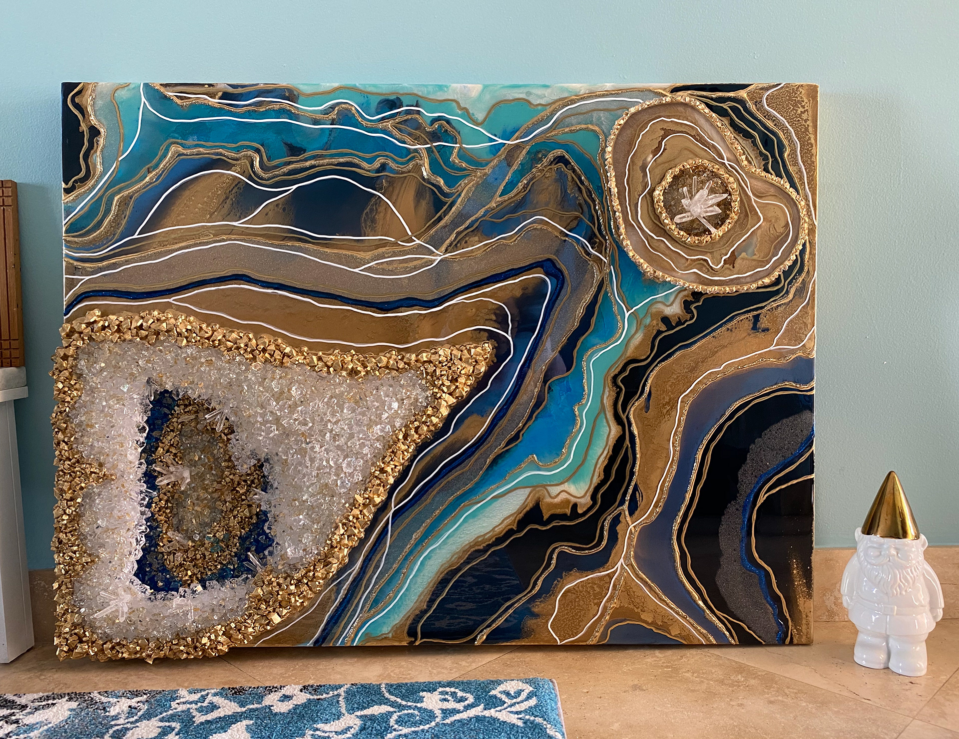 SoulArt by Giovanna Viale - 3D Blue & Gold Geode Art