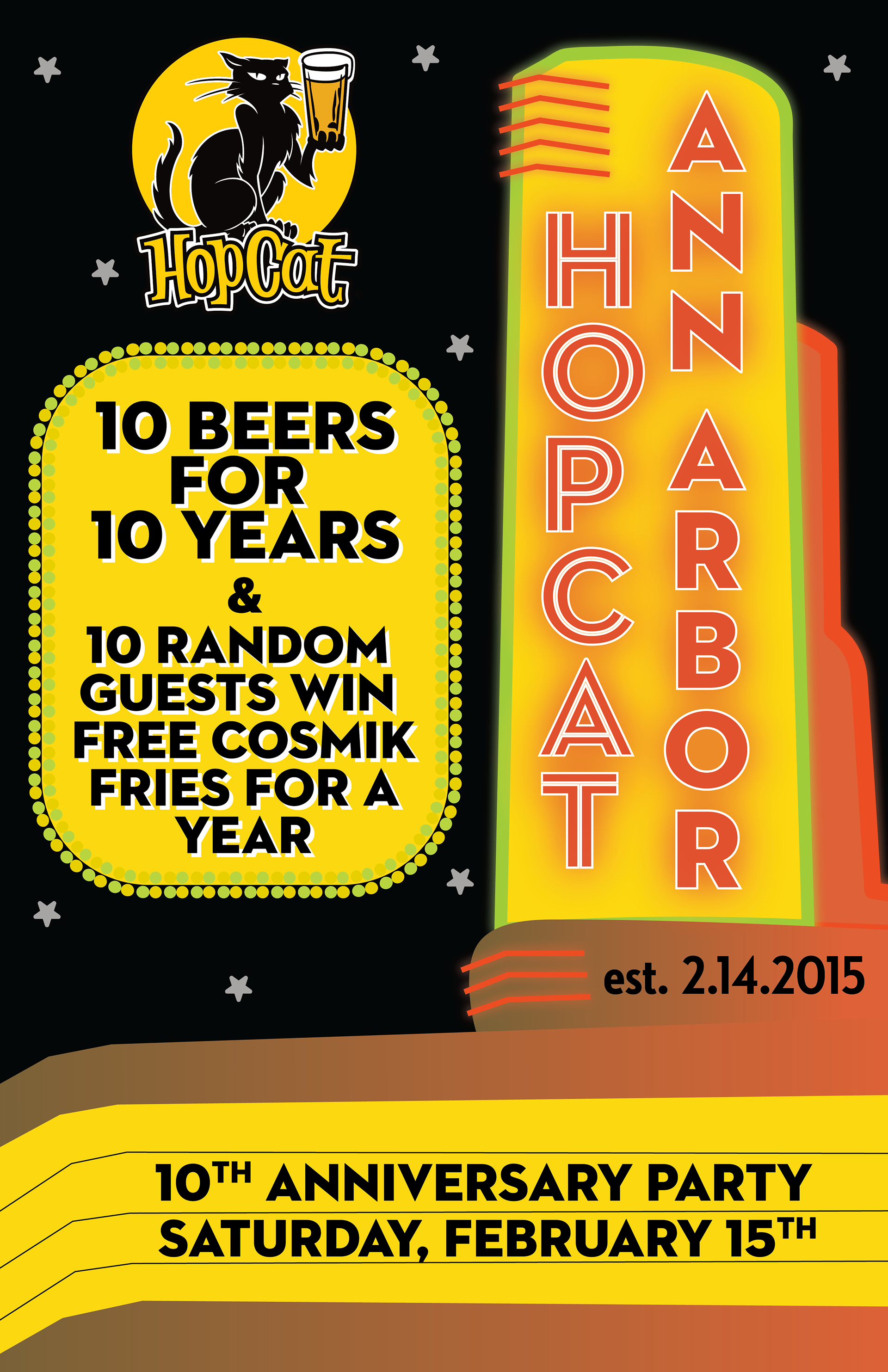 hopcat ann arbor 10th anniversary poster