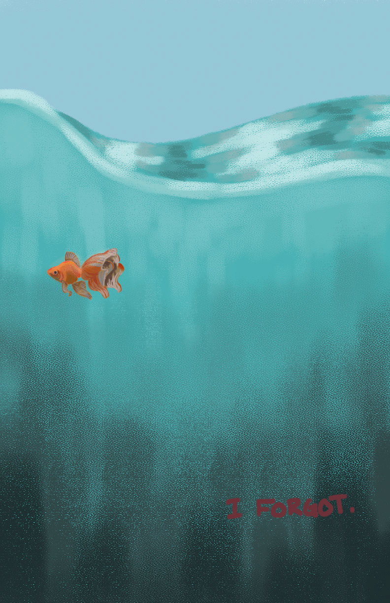 forgetful fish 2. digital painting.