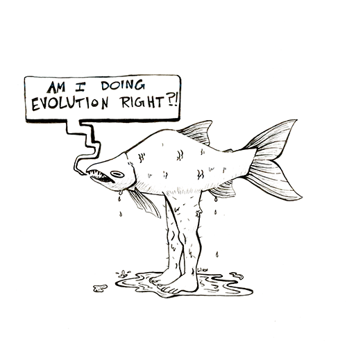 evolution. pen and ink.
