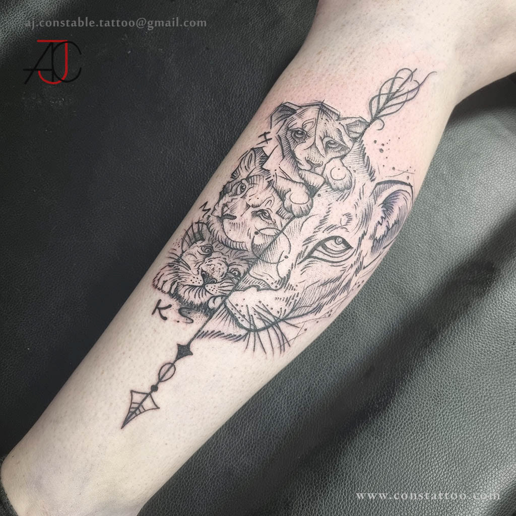Lion and Cubs Tattoo