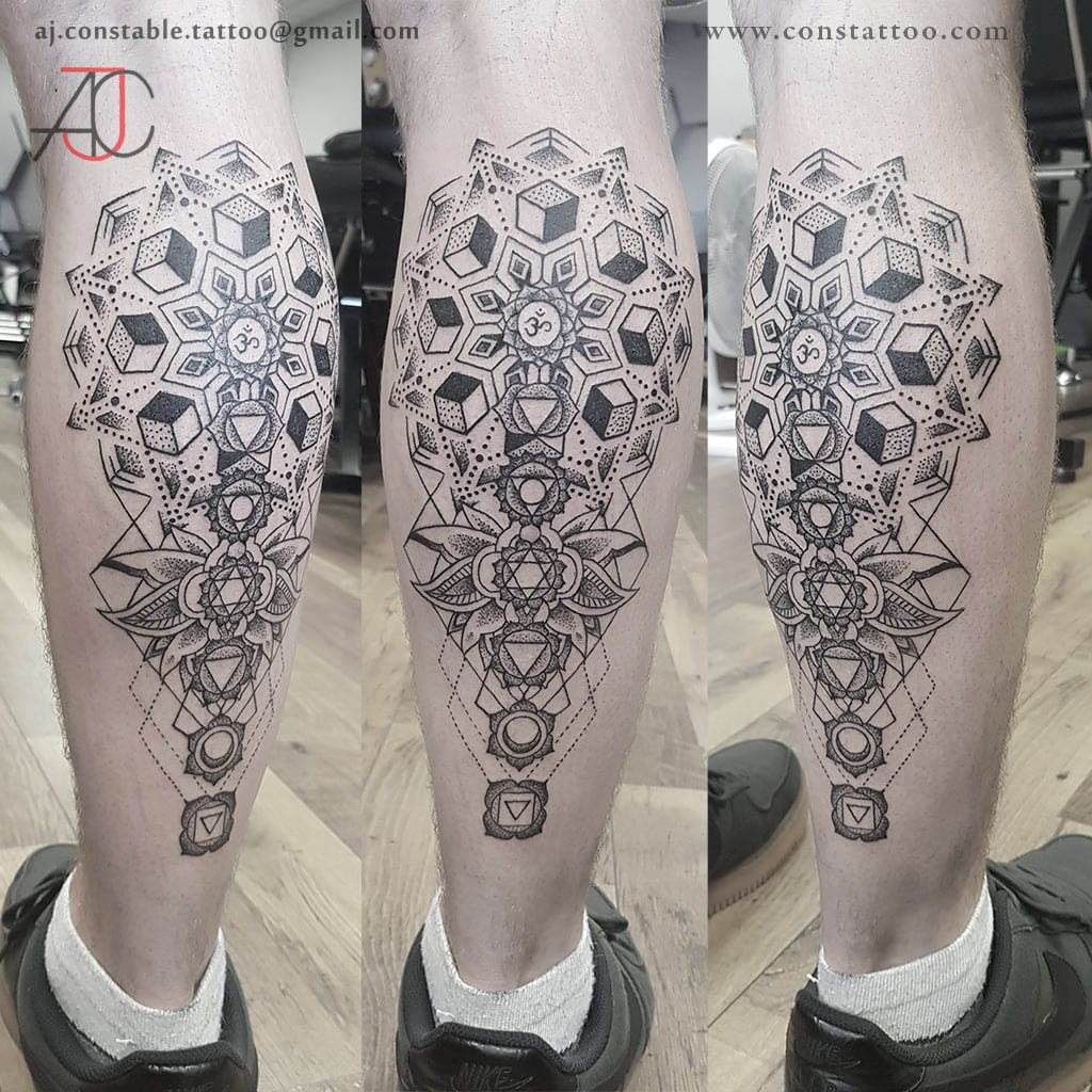 Geometrical Calf Tattoo - AJ Constable