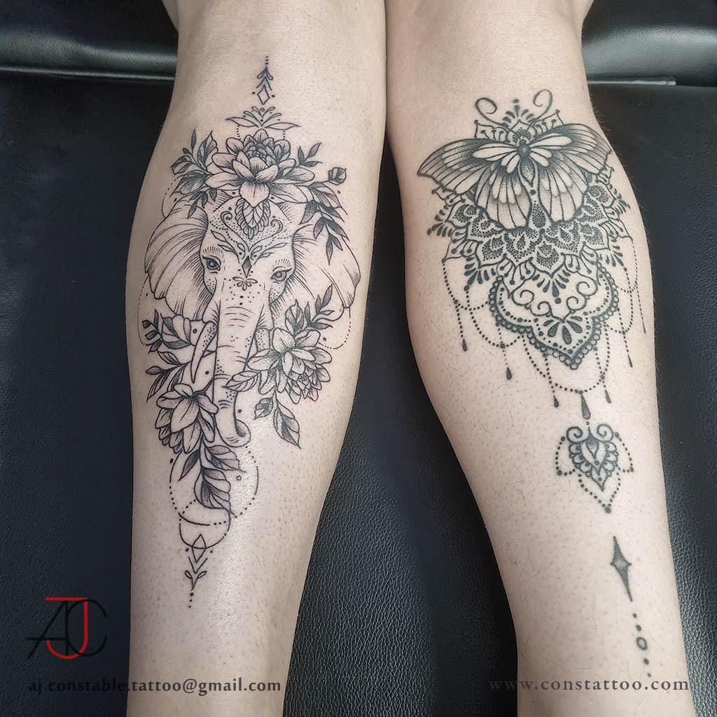 Matching Shin Designs - AJ Constable Tattoo