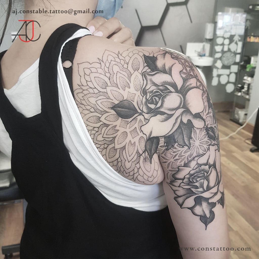 Roses and Mandala - AJ Constable Tattoo