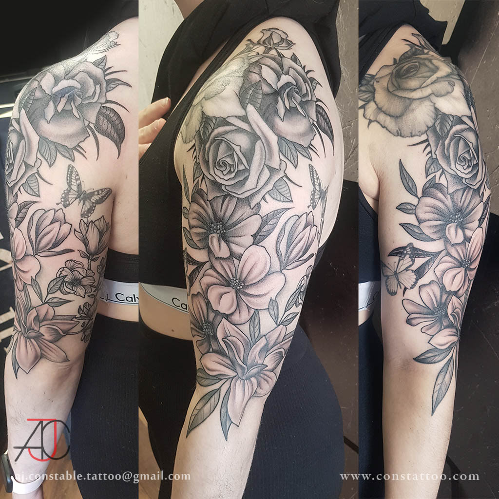Floral Sleeve Tattoo - AJ Constable