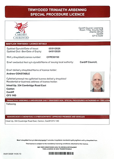 Tattooing licence