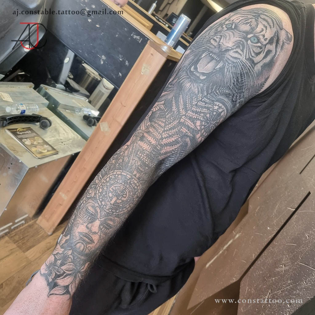 Aztec Sleeve Design - AJ Constable Tattoo