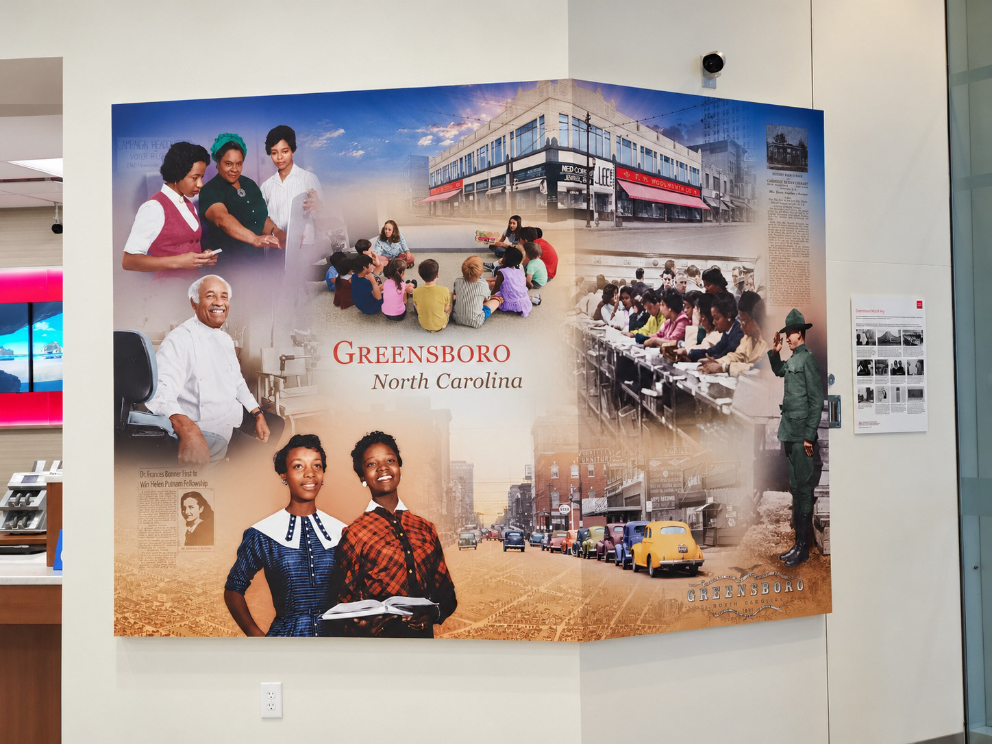 Greensboro mural installation, detail view