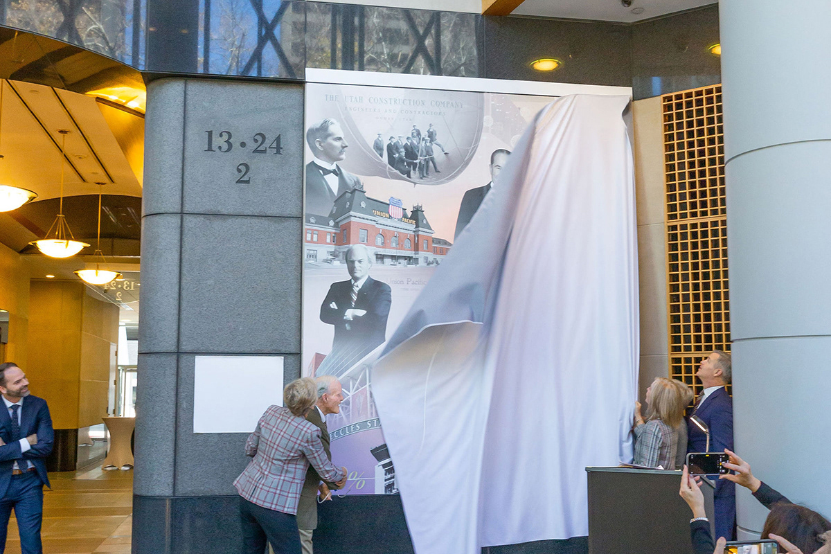 Explore the Eccles and First Security Heritage Mural project: the mural being unveiled in the Wells Fargo Center lobby in Salt Lake City.