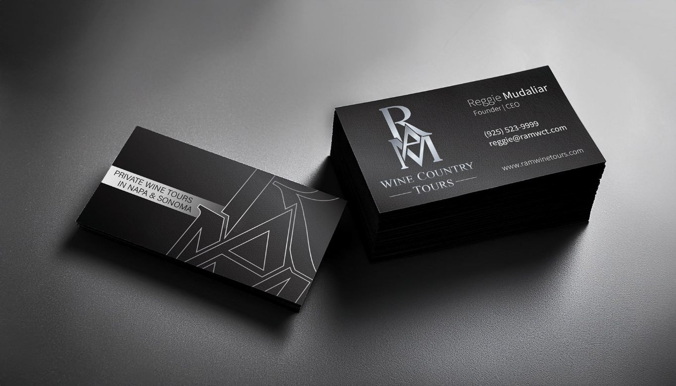 Business cards featuring the refreshed RAM identity.