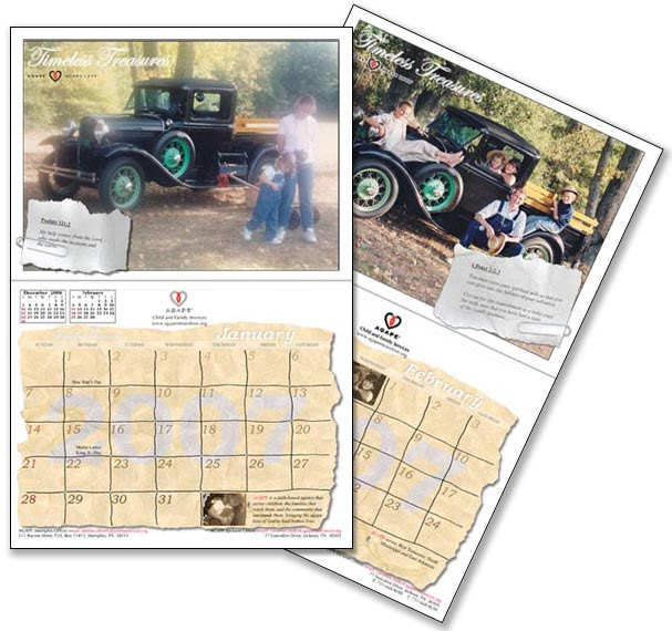 Photography and design for Agape calendar created with InDesign