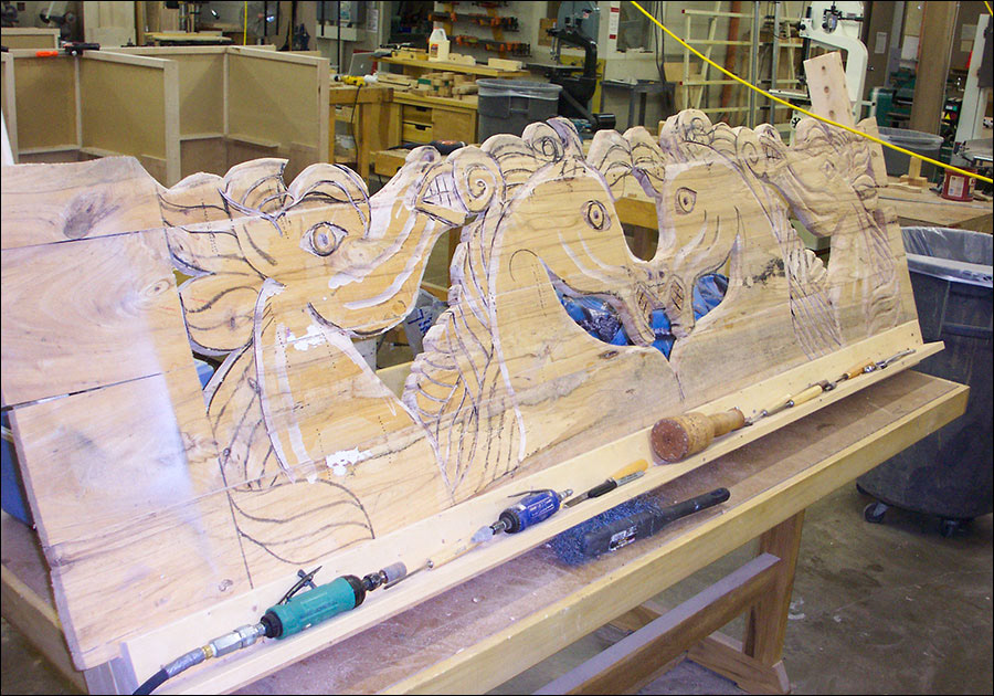 Bench back front in progress