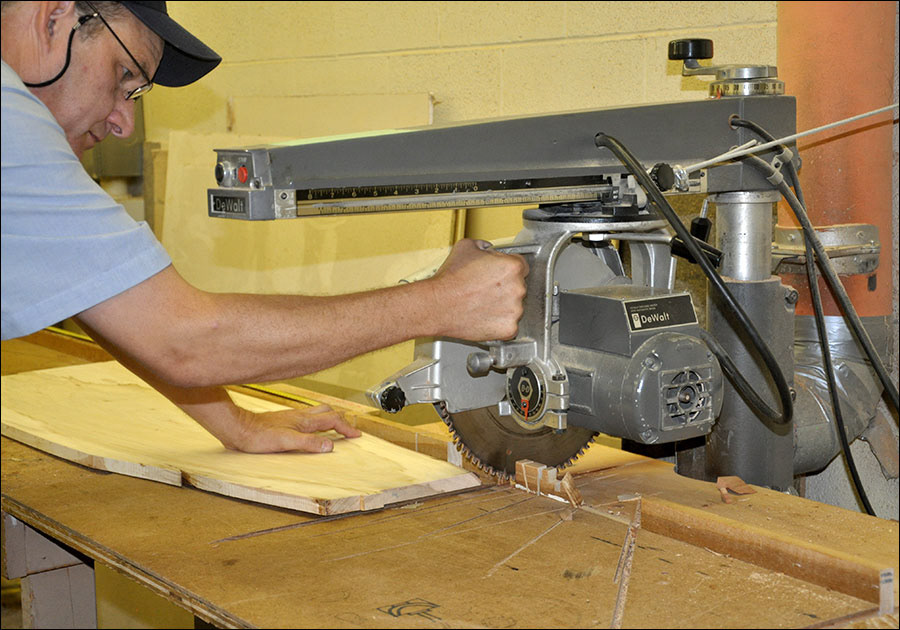 Radial arm saw at work