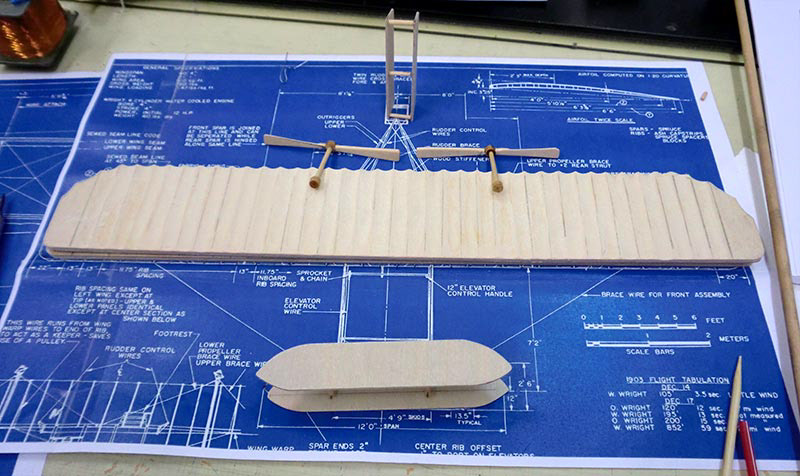 "Wright Flyer" modeled from original blueprints, pine & copper