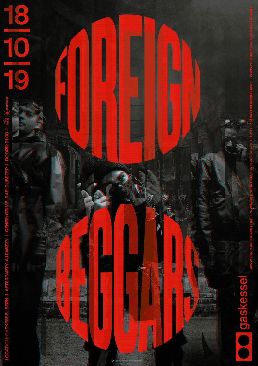 Foreign Beggars Concert Poster at Gaskessel Bern on the 18.10.2019