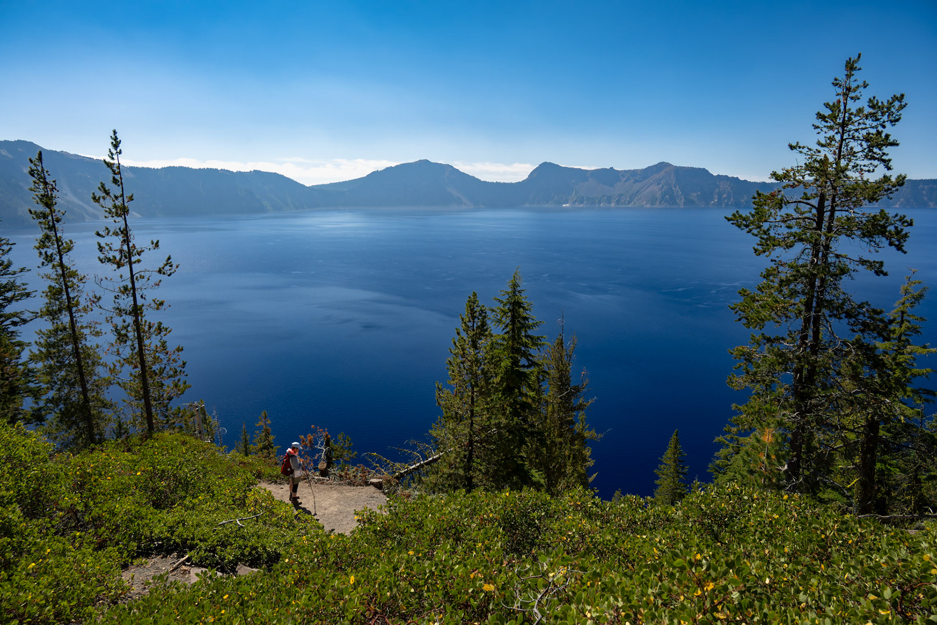 Lone hiker Crater Lake