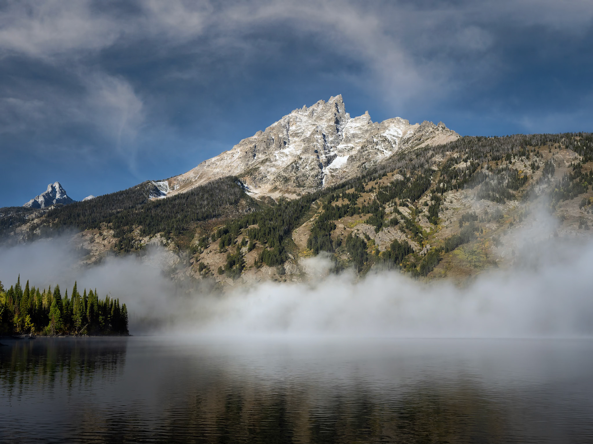 Fog over Leigh Lake