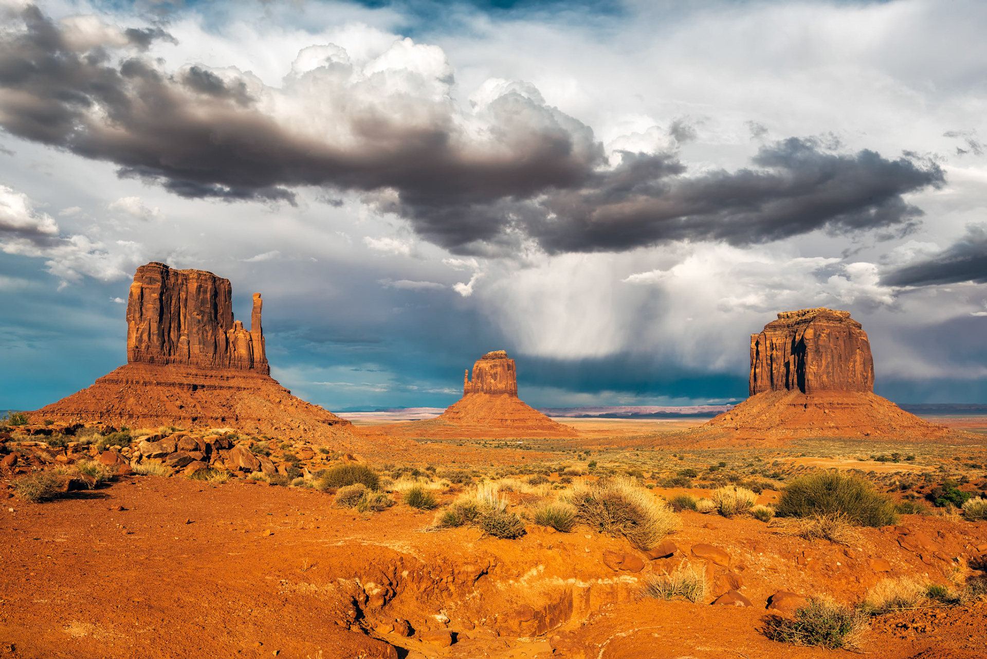 Storm brews over Monument Valley