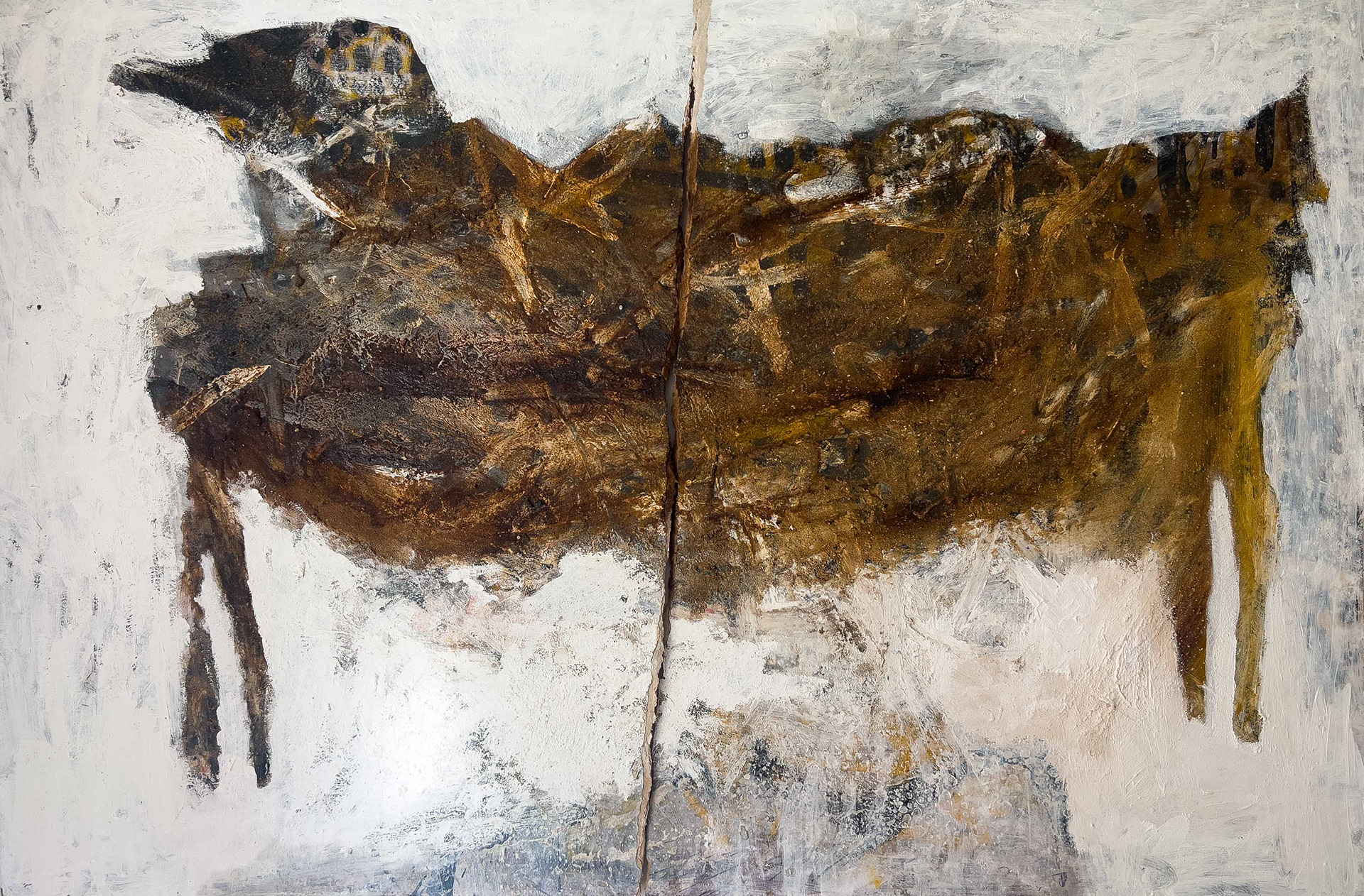 Mixed media on hardboard “Cali” by Ferde Glad, 2025