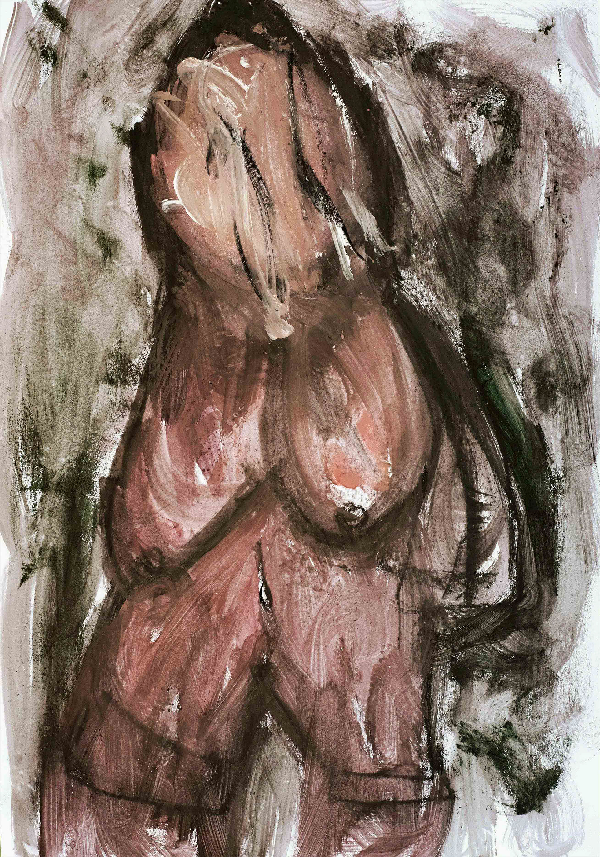 Watercolor, charcoal, gouache, and India ink painting “Untitled” by Fiann Redd, 2026