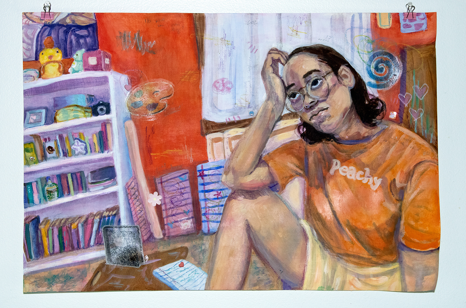"empty head," mixed media on paper, 25”x17,” 2021.