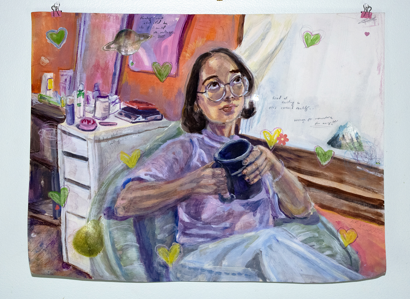 "daydreaming," mixed media on paper, 25”x19,” 2021.
