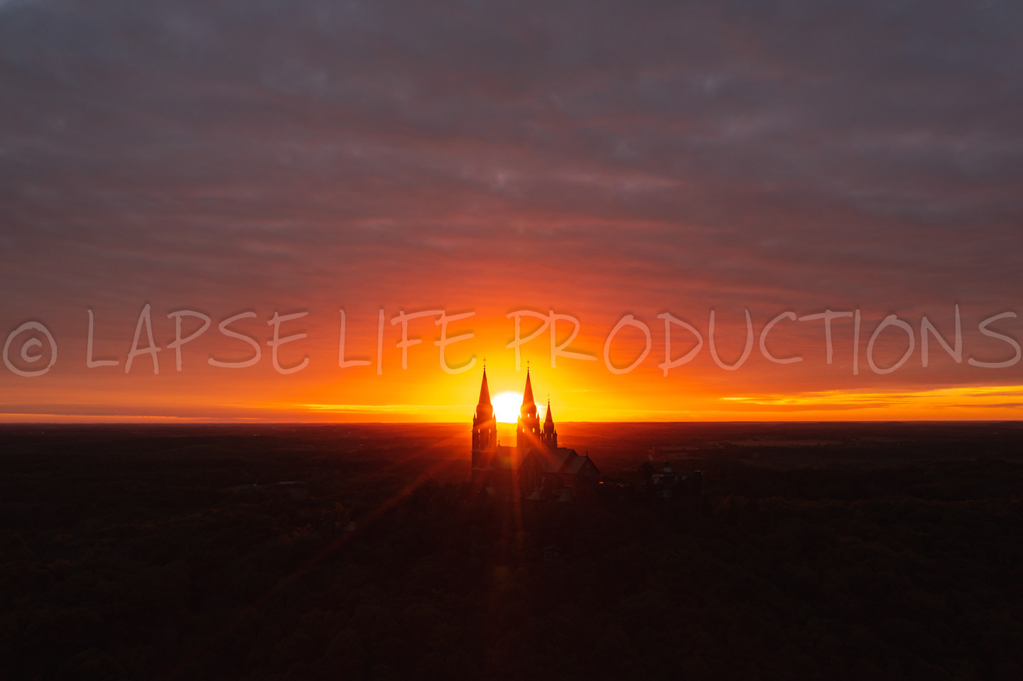 Holy Hill Sunset Aerial