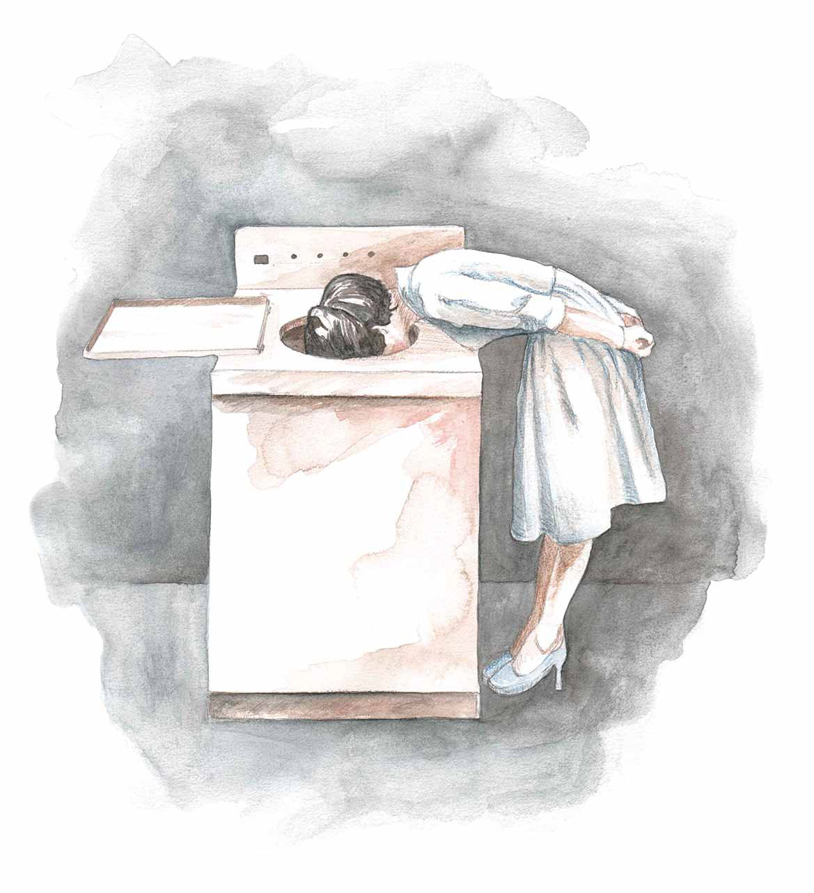 De inspecteur #1 (2012)  - grafietpotlood, aquarelverf & aquarelpotlood -  270 mm B x 360 mm H