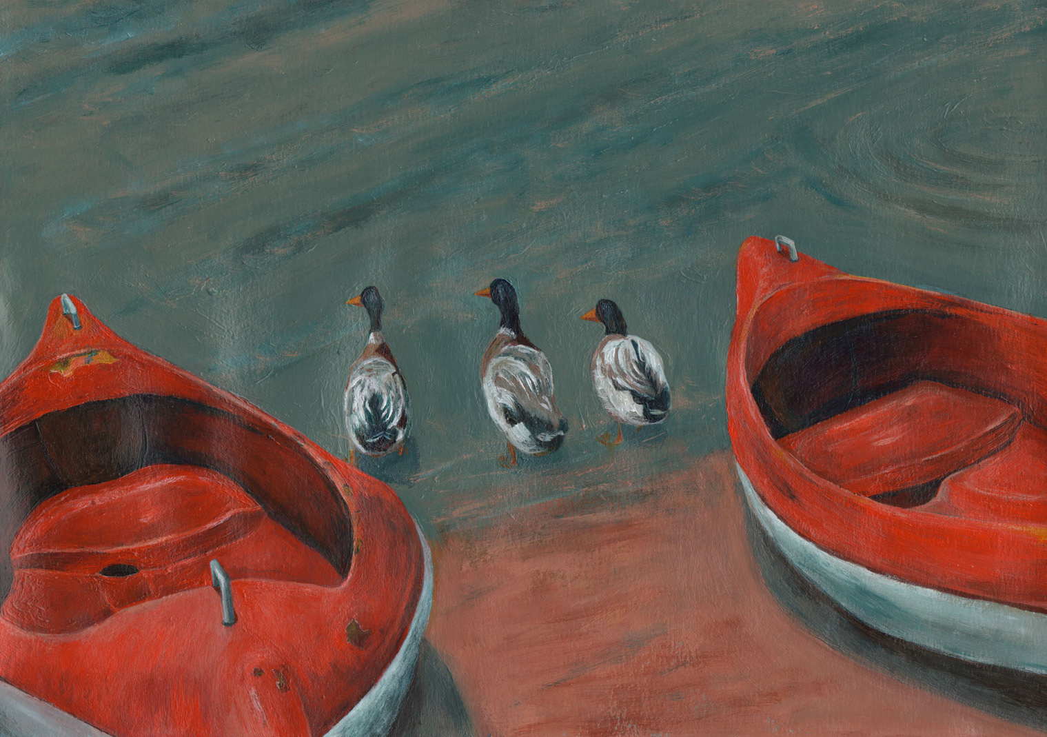  De lange reis (2017) - acrylverf op papier - 420 mm B x 297 mm H