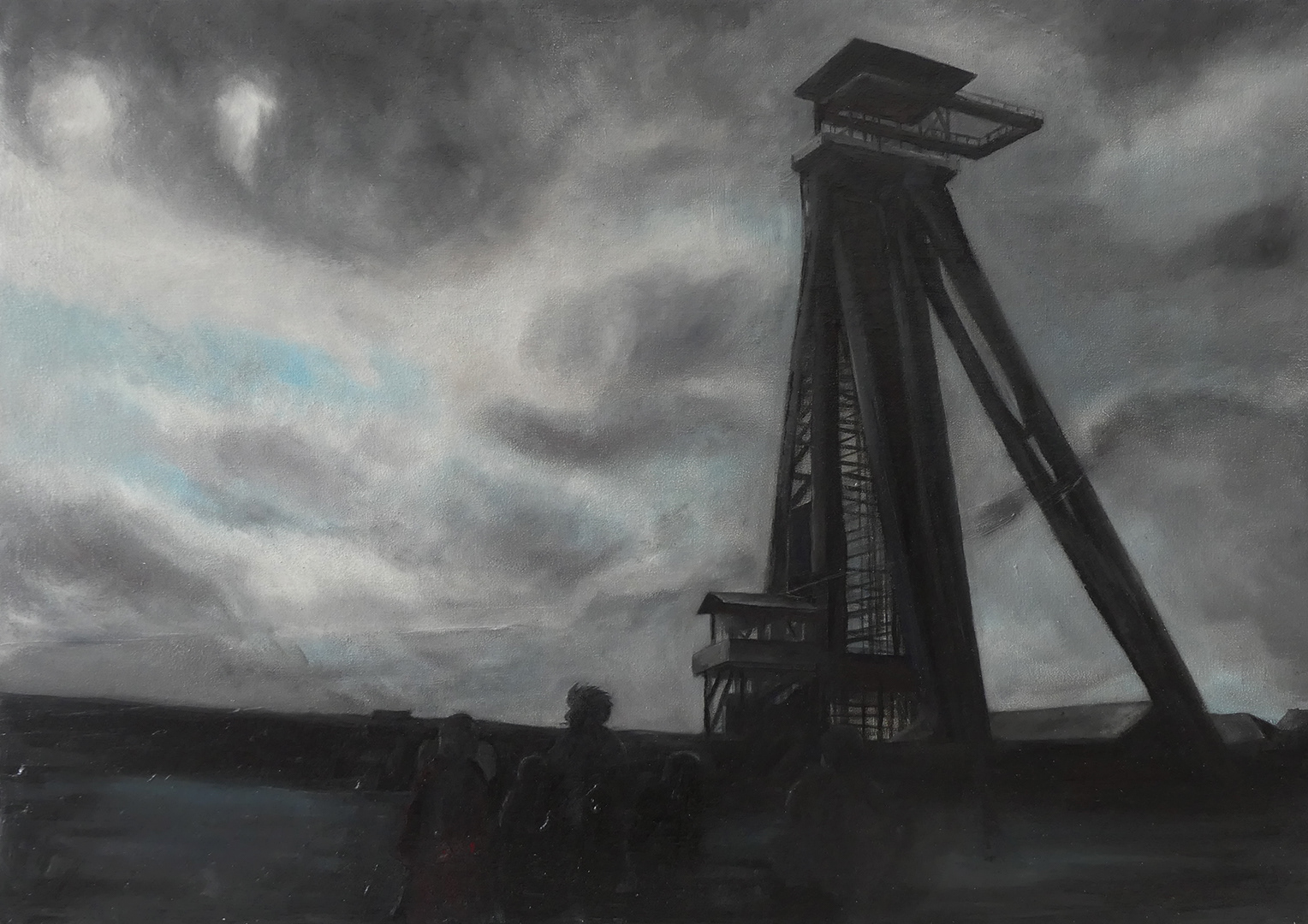 Te lange vergadering (2018) - olieverf op doek - 700 mm B x 500 mm H