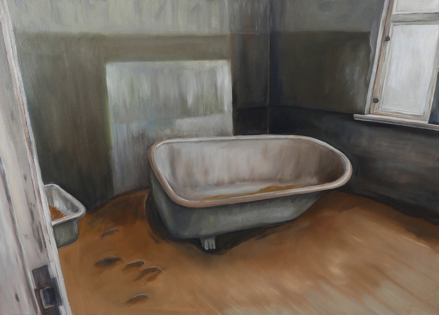 Woestijnbad (2018) - olieverf op doek - 700 mm B x 500 mm H