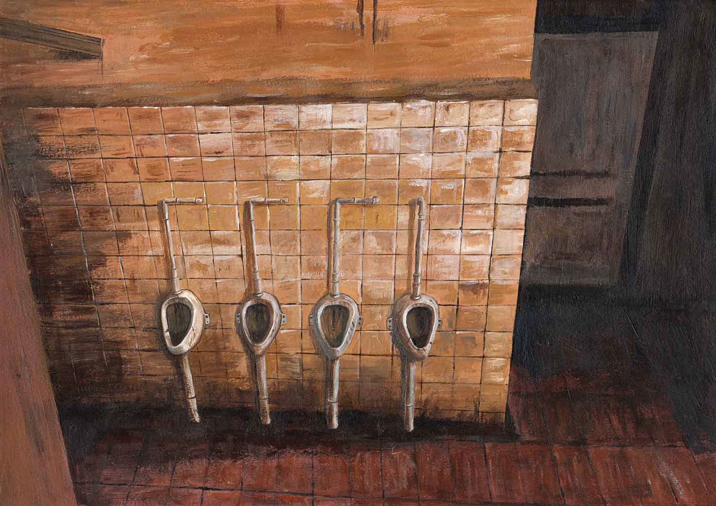Het viertal - naar fotowerk van Bojan Brecelj© - acrylverf op papier - 420 mm B x 297 mm H