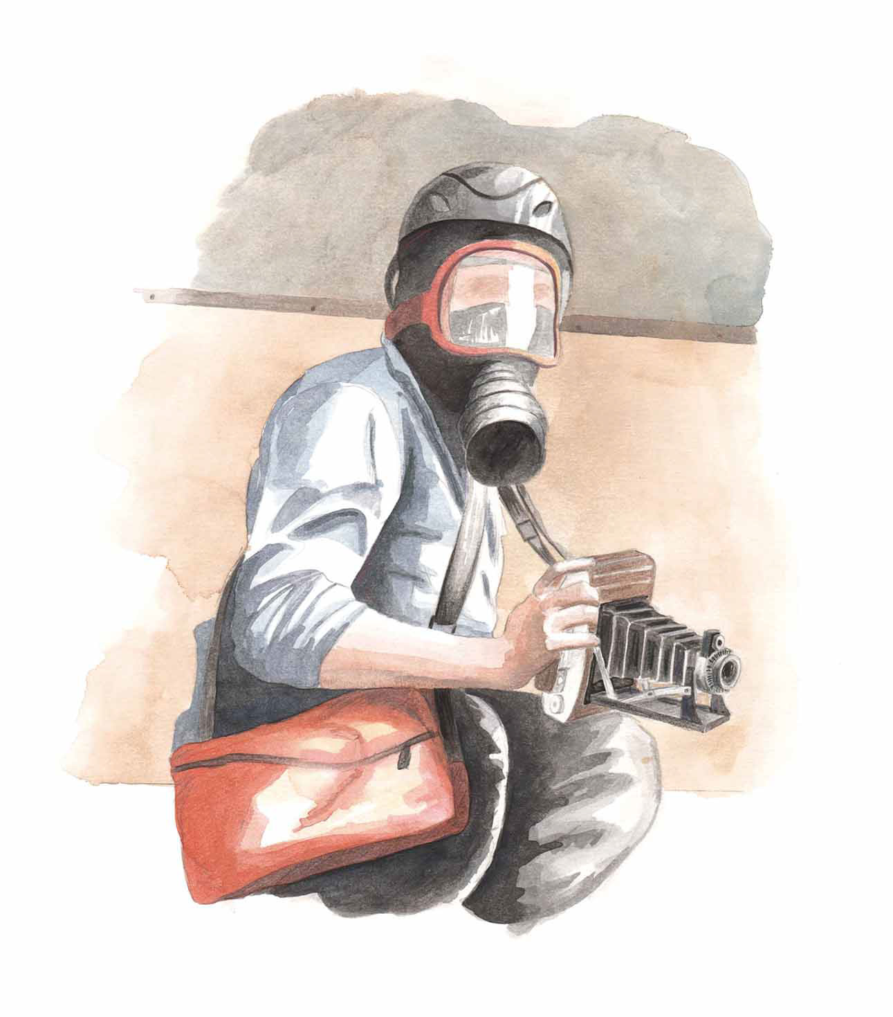 De fotograaf (2012) - grafietpotlood & aquarelverf - 297 mm B x 420 mm H