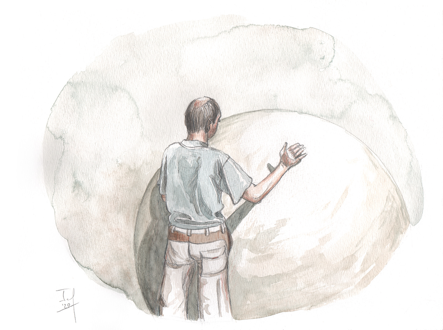 Sneeuwmaker (2020) - grafietpotlood, aquarelverf & aquarelpotlood - 320 mm B x 240 mm H