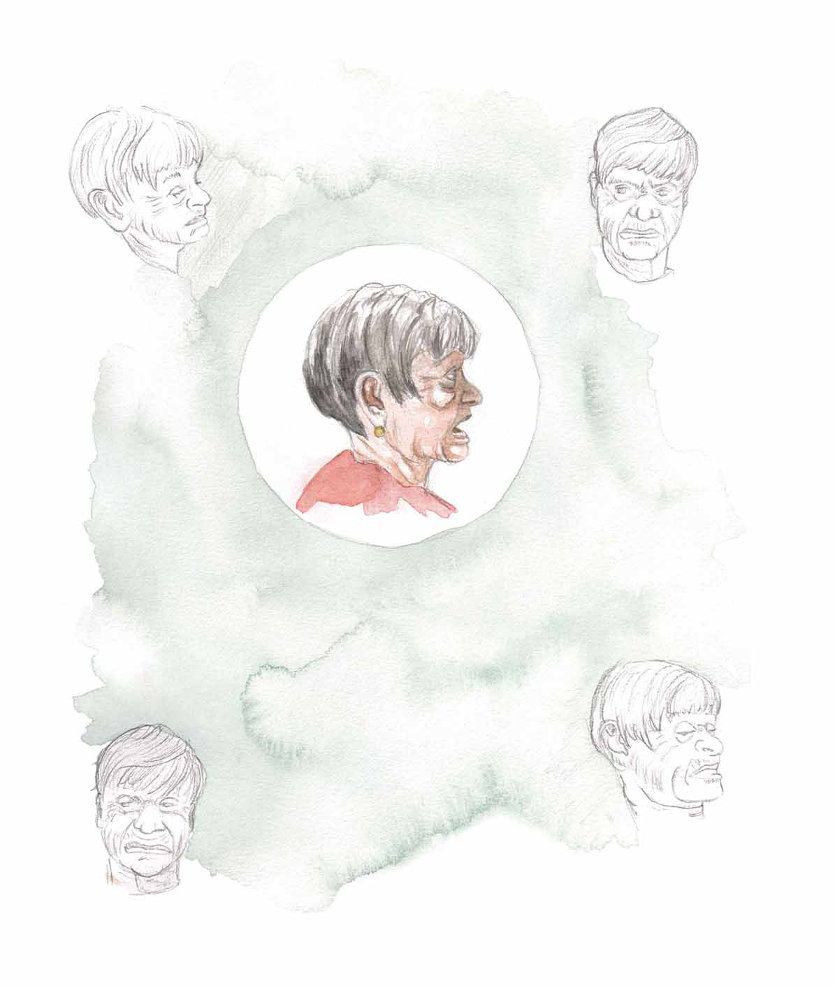 Namen & gezichten (2012) - grafietpotlood & aquarelverf - 270 mm B x 360 mm H