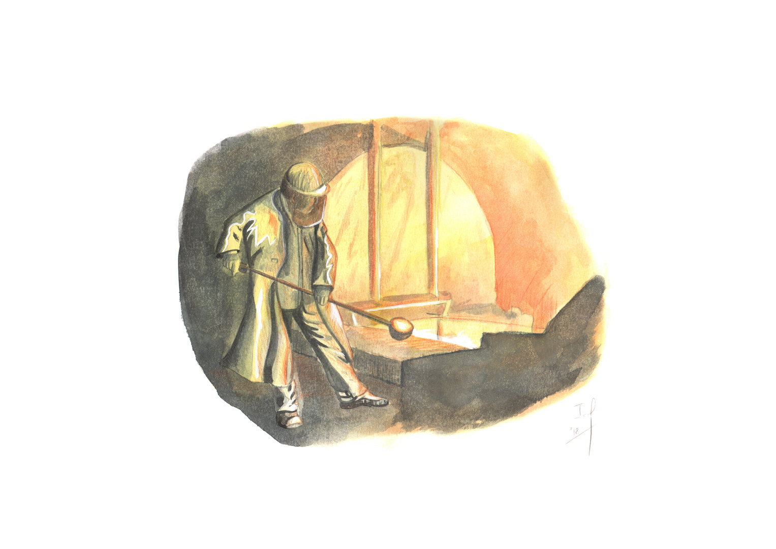 Veel te warm (2018) - grafietpotlood, aquarelverf, aquarelpotlood & inkt - 420 mm B x 297 mm H